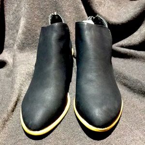 Brand New Black Leather Booties with Rear Zipper